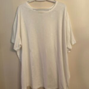 Ava & Viv White 100% Cotton Relaxed Fit Tee Shirt or Beach coverup Size 3X